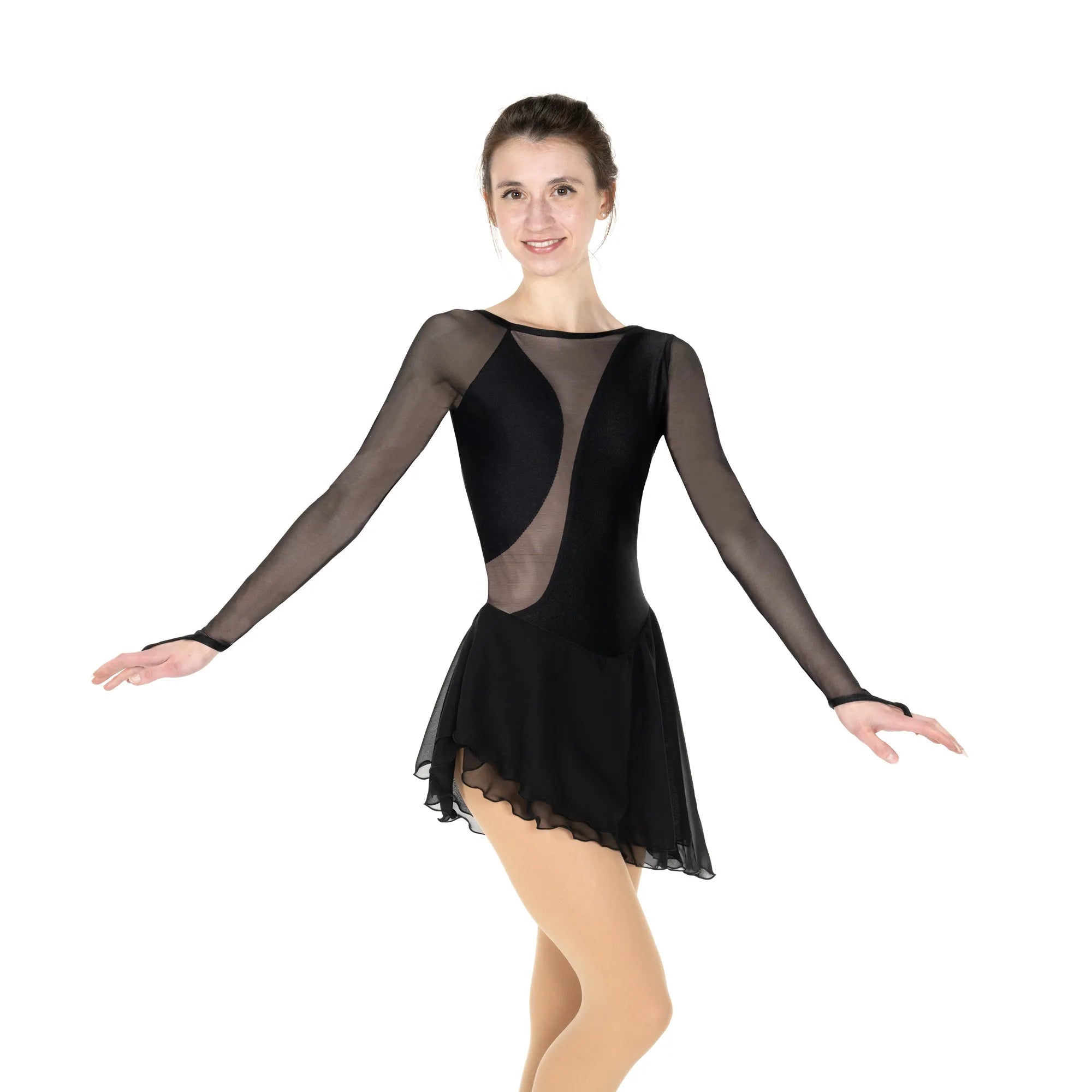 F25018-BL Solitaire Swoosh Figure Skate Dress Black
