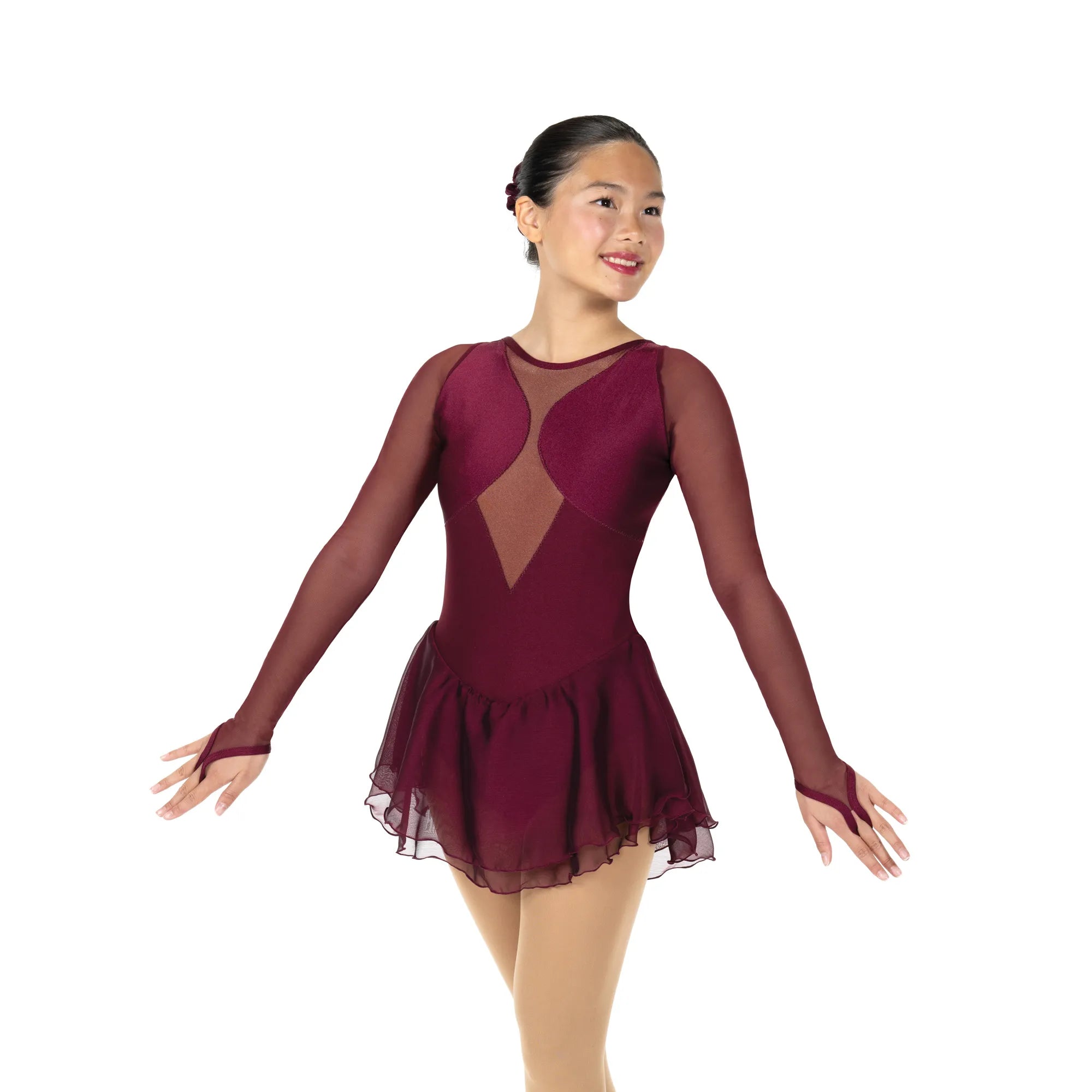 F26000-WN Solitaire Dagger-Cut Dress Wine