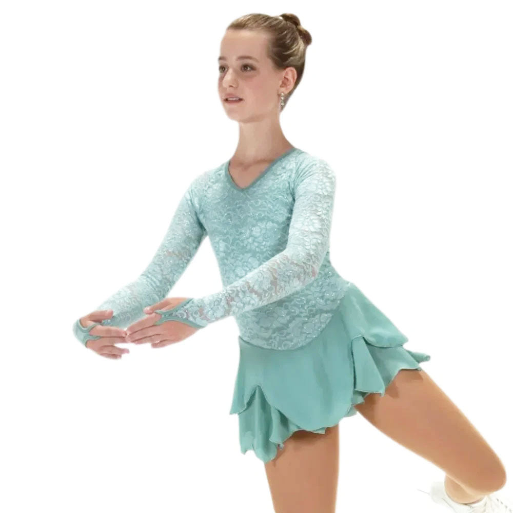 JR545-WG Lace Lives On Figure Skate Dress - Willow Green