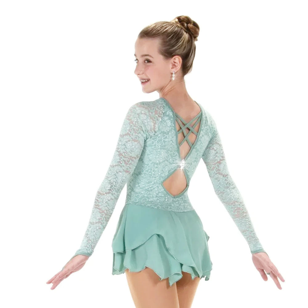 JR545-WG Lace Lives On Figure Skate Dress - Willow Green