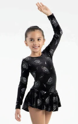 Mondor Velvet Figure Skate Dress-Born To Skate Black-leaves
