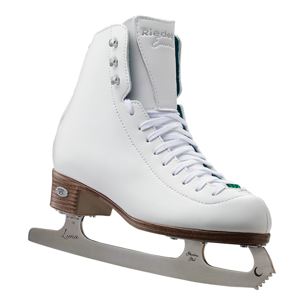 Riedell 119 Emerald White Womens Figure Skates-Luna Blades