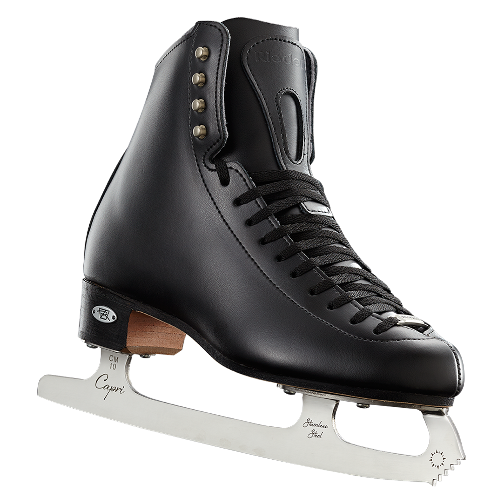 Riedell 23 Stride Boys Black Figure Skates-Astra Blades