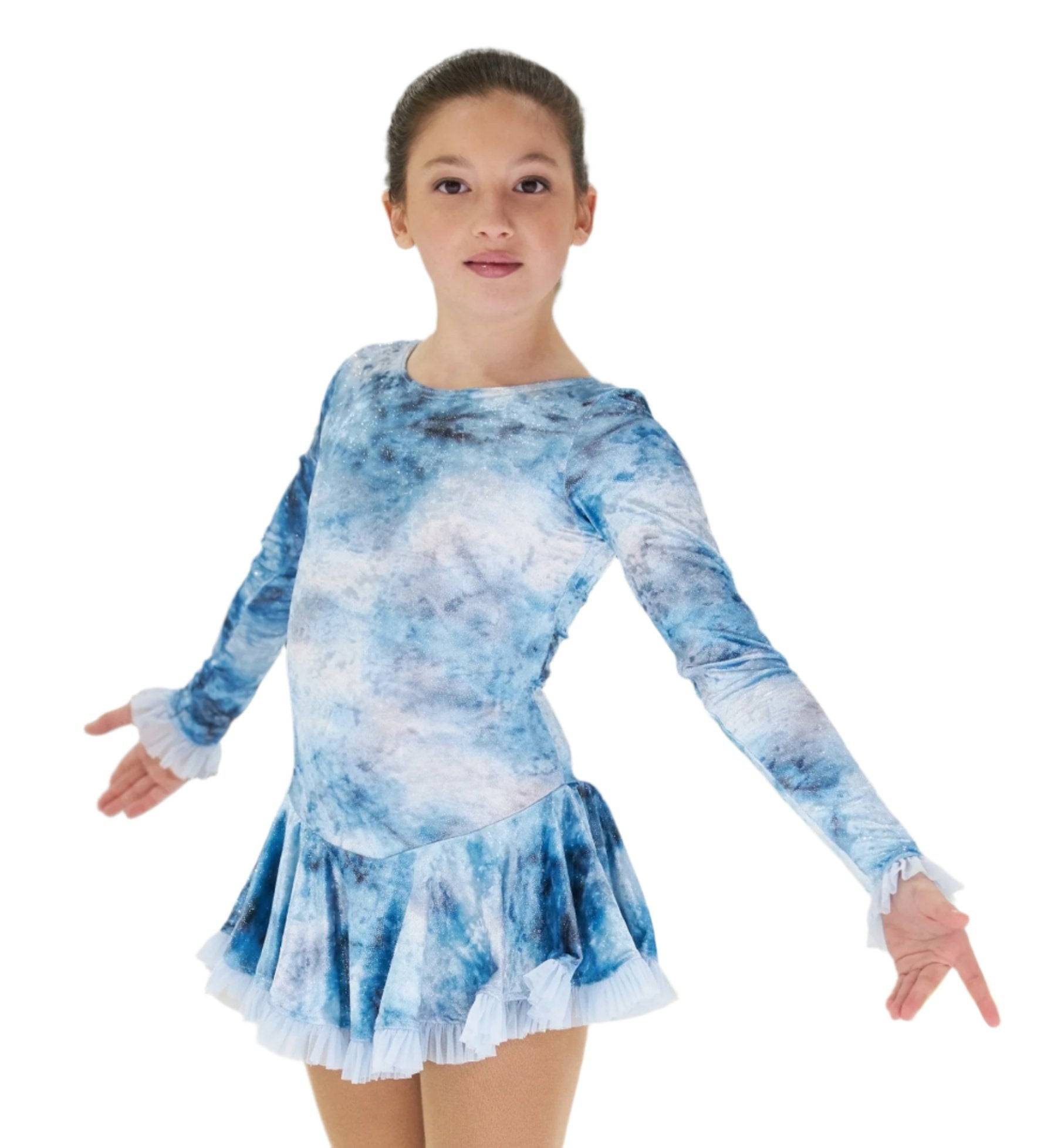 Mondor Velvet Figure Skate Dress-Born To Skate Aquamarine Print