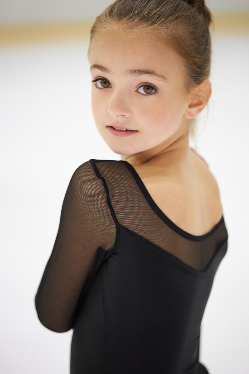 Mondor Shiny Nylon Figure Skate Dress Mesh Black
